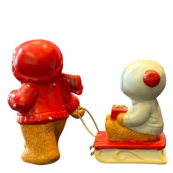 Vintage 1983 Enesco Lucy and Me Teddy Bear Sledding Figurine, Porcelain - Picture 2 of 3